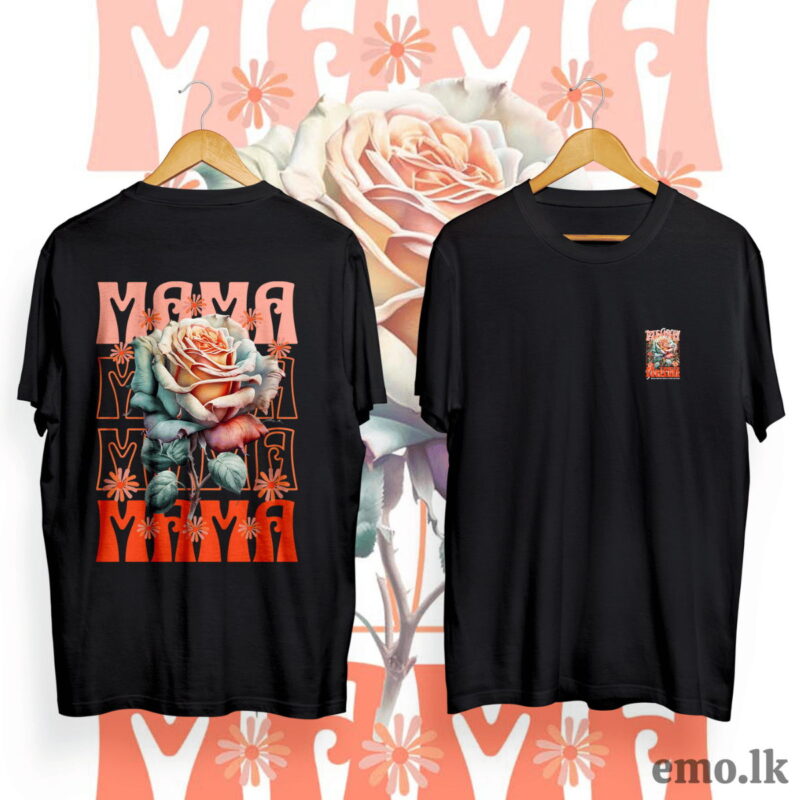 ''MAMA'' FLORAL DESIGN BACK PRINTED T SHIRT
