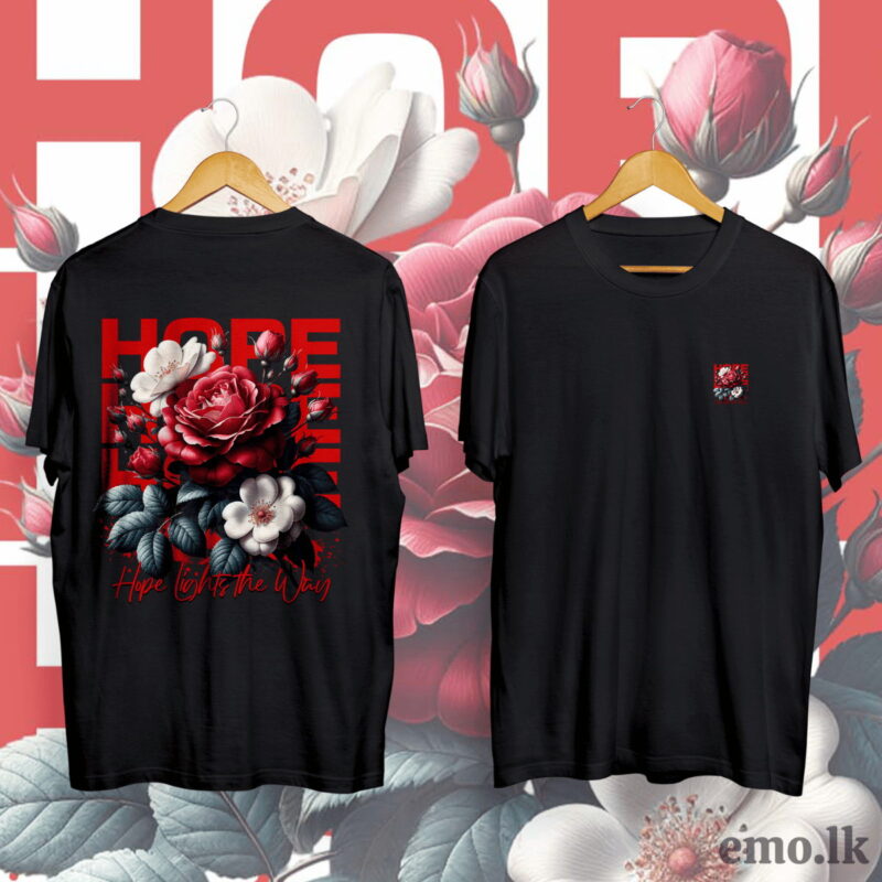 ''HOPE'' FLORAL DESIGN BACK PRINTED T SHIRT