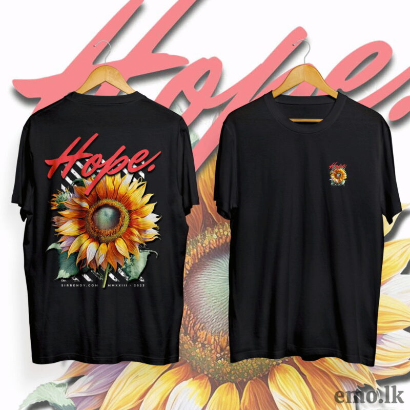 ''HOPE'' FLORAL DESIGN BACK PRINTED T SHIRT