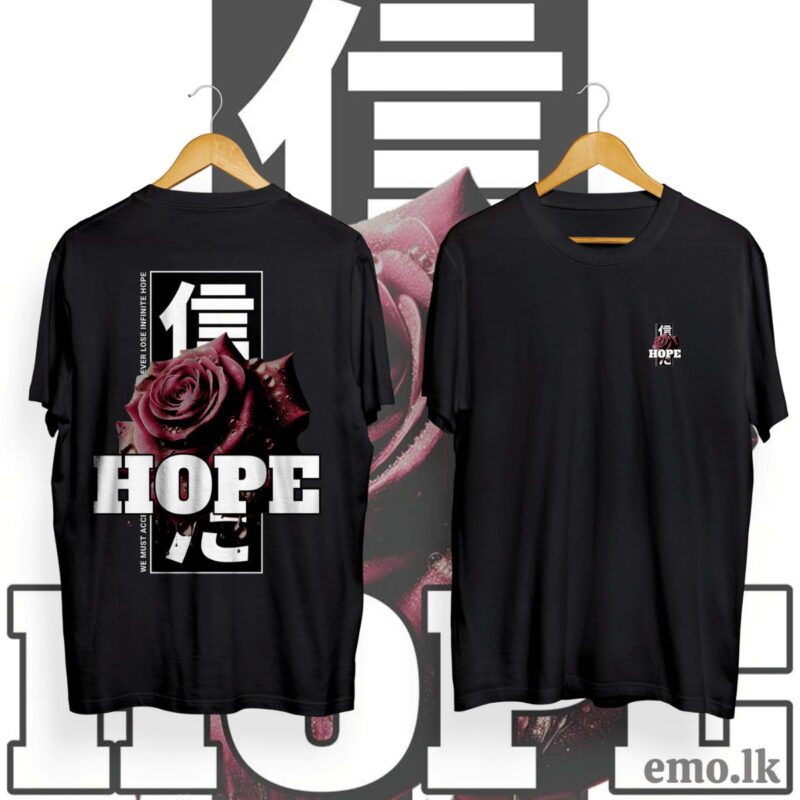''HOPE'' FLORAL DESIGN BACK PRINTED T SHIRT MEN & WOMEN
