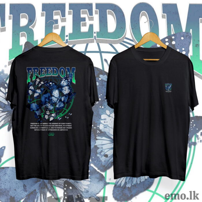 "FREEDOM"FLORAL DESIGN BACK PRINTED T SHIRT MEN & WOMEN