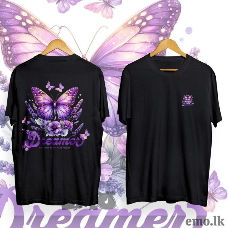 "DREAMS"FLORAL DESIGN BACK PRINTED T SHIRT