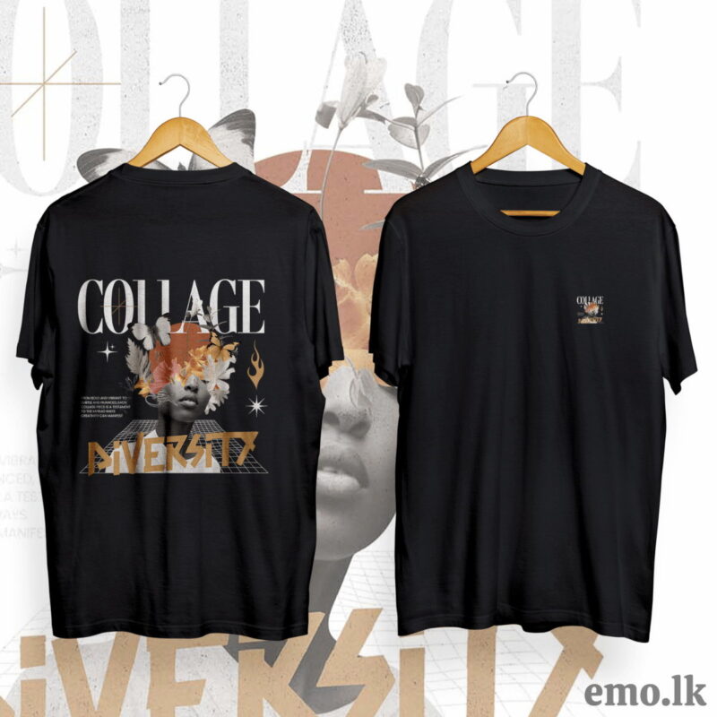 COLLAGE DIVERSITY FLORAL DESIGN BACK PRINTED T SHIRT