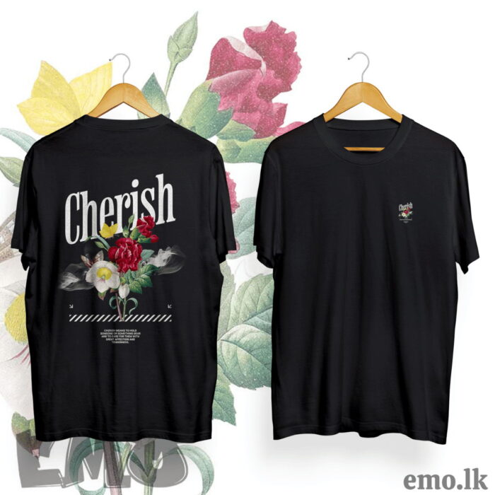 CHERISH FLORAL DESIGN BACK PRINTED T SHIRT