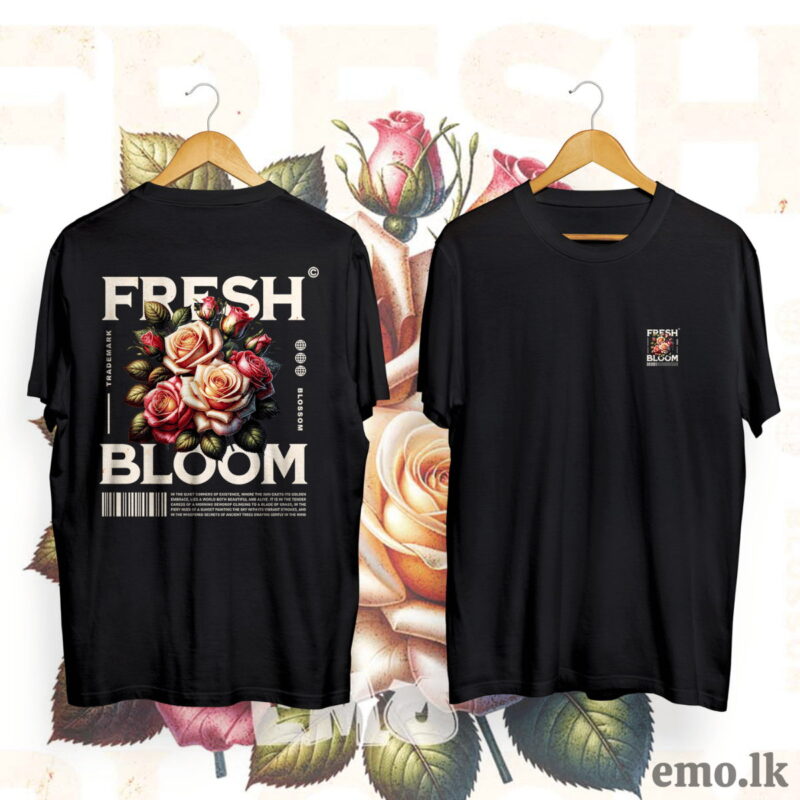 ''FRESH BLOOM'' FLORAL DESIGN BACK PRINTED T SHIRT