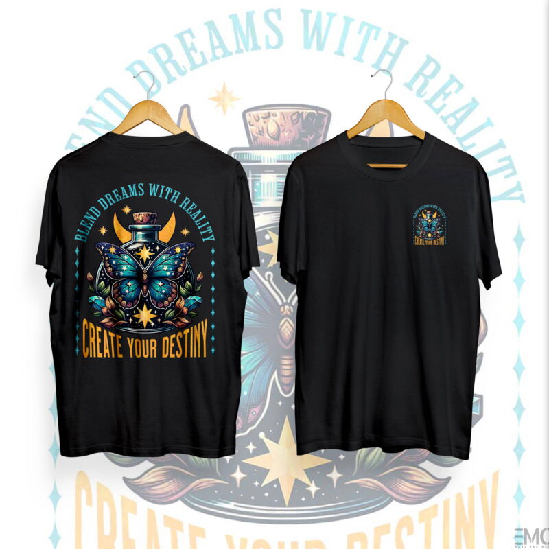 "CREATE YOUR DESTINY" BUTTERFLY DESIGN BACK PRINTED T SHIRT FOR WOMEN