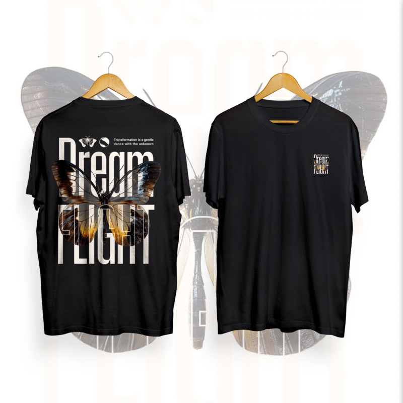 "DREAM FLIGHT" BUTTERFLY DESIGN BACK PRINTED T SHIRT FOR WOMEN