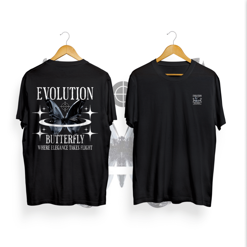 "EVOLUTION BUTTERFLY"  DESIGN BACK PRINTED T SHIRT FOR WOMEN