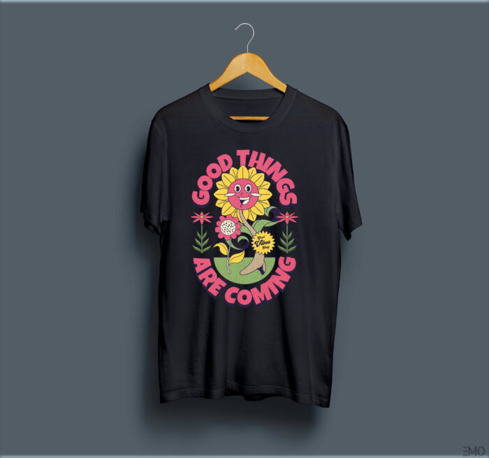 "GOOD THINGS ARE COMING" PRINTED T SHIRT FOR WOMEN