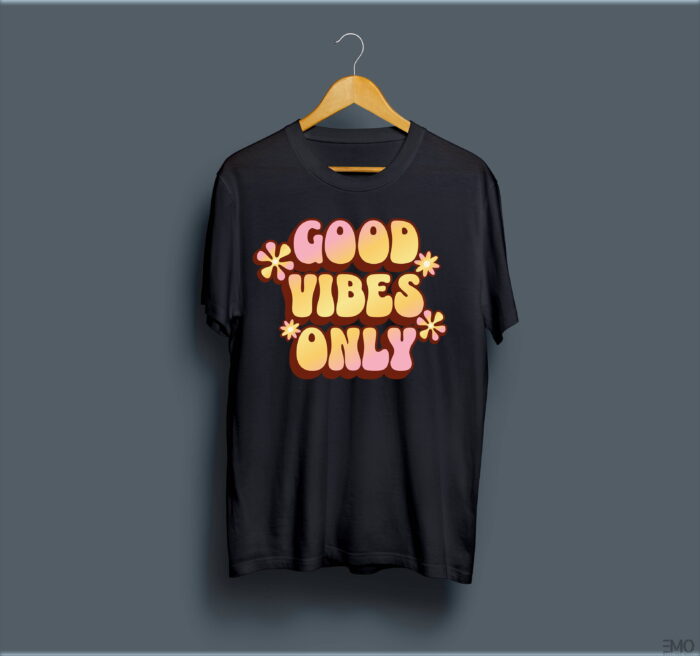 "GOOD VIBES ONLY" PRINTED T SHIRT FOR WOMEN