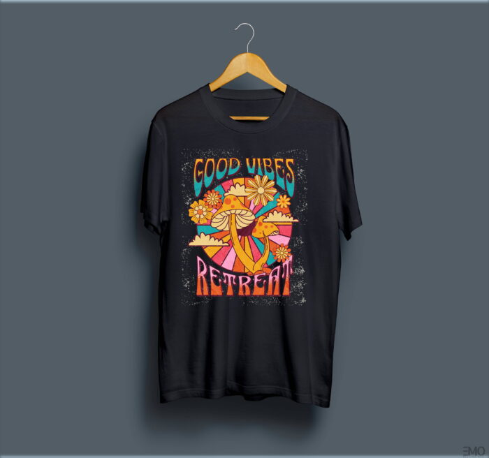 "GOOD VIBES" PRINTED T SHIRT FOR WOMEN