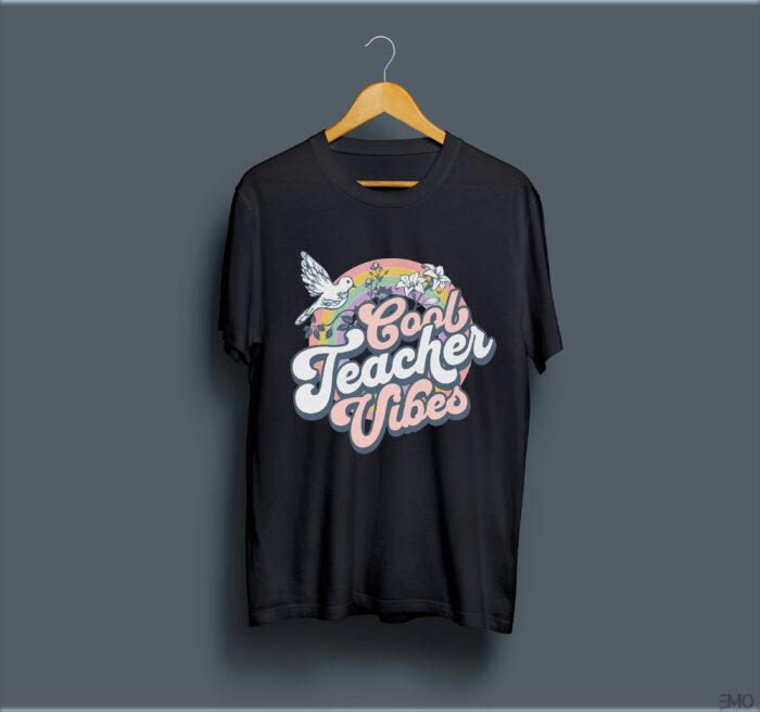 "COOL TEACHER VIBES" PRINTED T SHIRT FOR WOMEN
