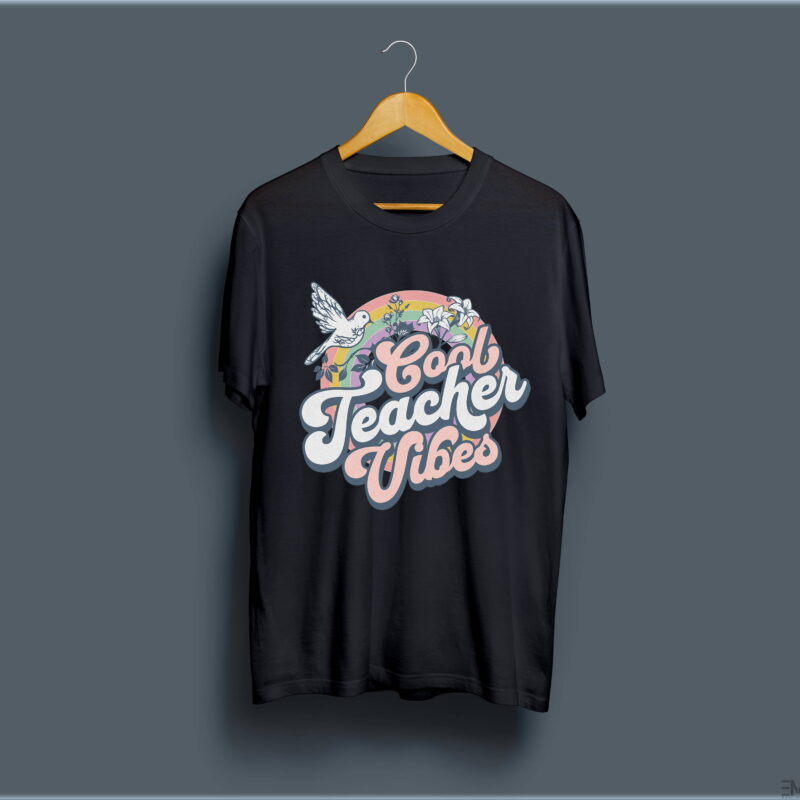 "COOL TEACHER VIBES" PRINTED T SHIRT FOR WOMEN