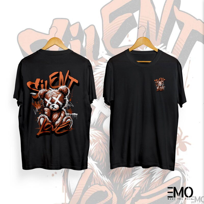 "SILENT" TEDDY BEAR BACK PRINTED T SHIRT FOR MEN & WOMEN