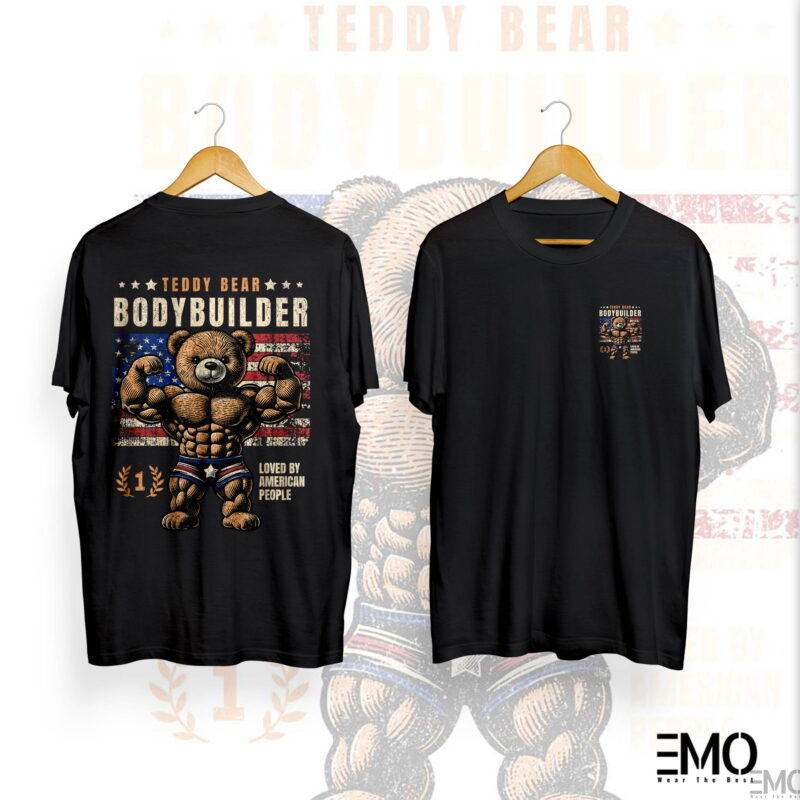 "BODY BUILDER" TEDDY BEAR BACK PRINTED T SHIRT FOR MEN & WOMEN