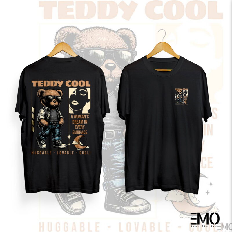 "TEDDY COOL" TEDDY BEAR BACK PRINTED T SHIRT FOR MEN & WOMEN