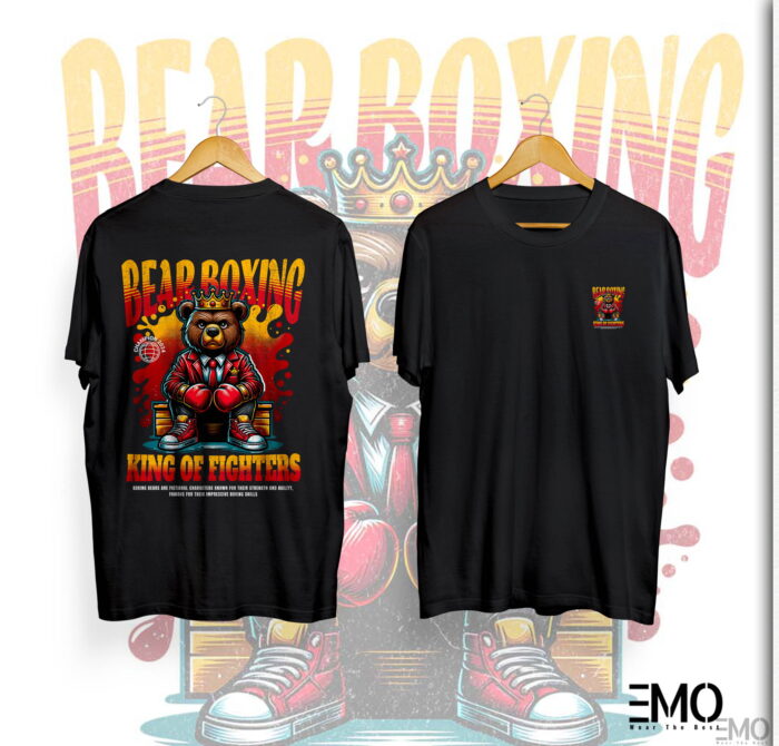 "BEAR BOXING" TEDDY BEAR BACK PRINTED T SHIRT FOR MEN & WOMEN
