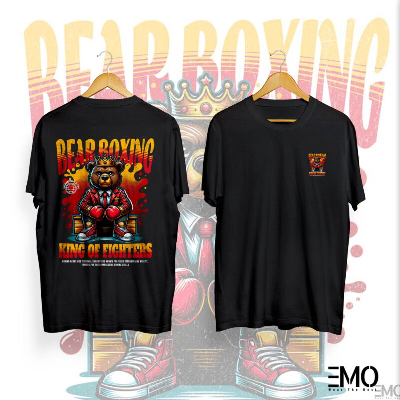 "BEAR BOXING" TEDDY BEAR BACK PRINTED T SHIRT FOR MEN & WOMEN