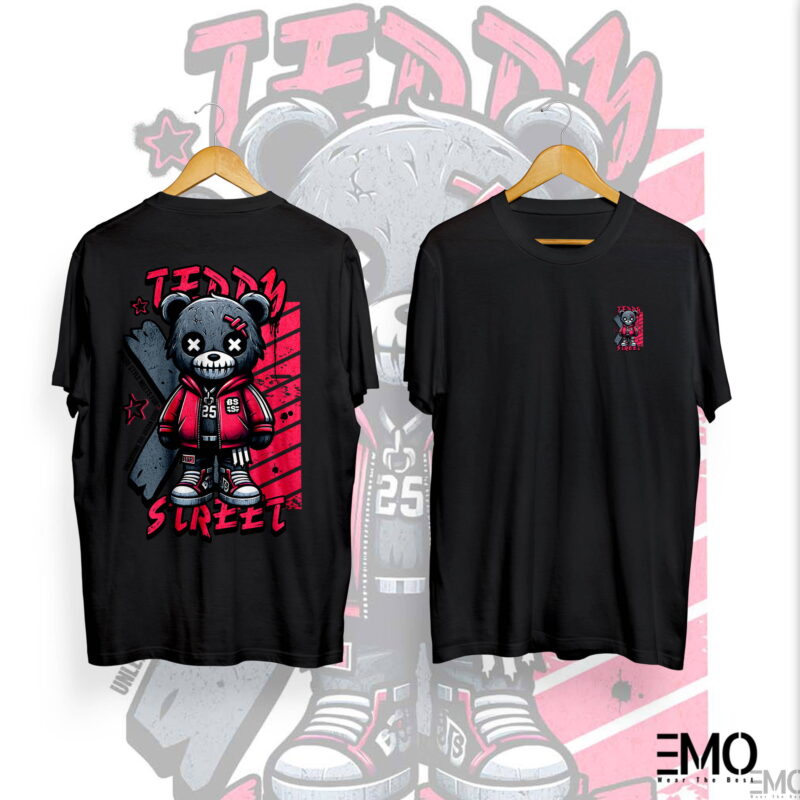 "TEDDY STREET" TEDDY BEAR BACK PRINTED T SHIRT FOR MEN & WOMEN